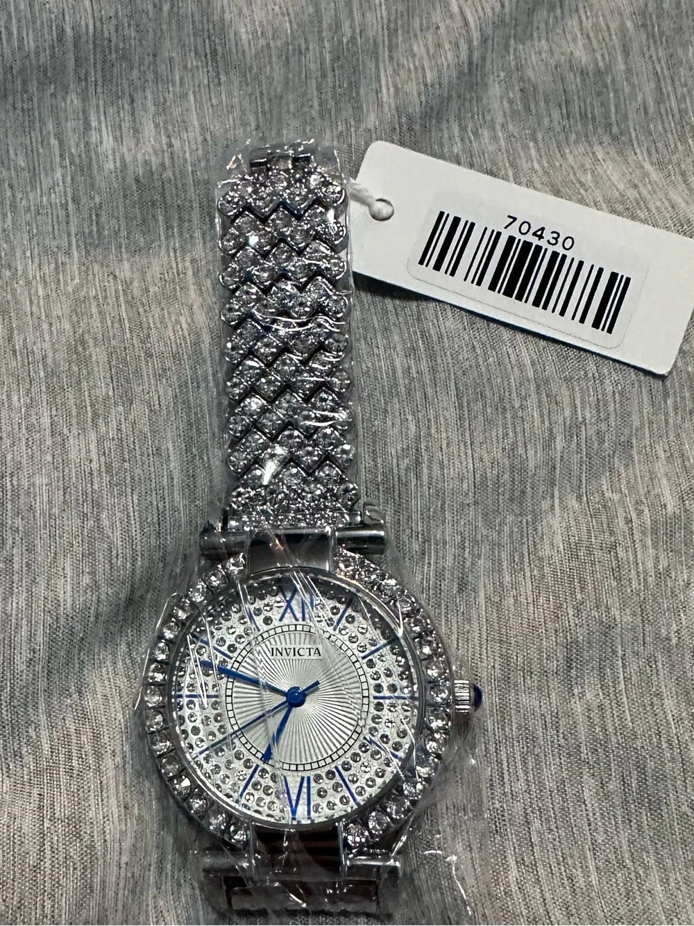 Invicta Celestial NWT Women's 70430 Silver Pavé Crystal Blue Numeral Watch w Box